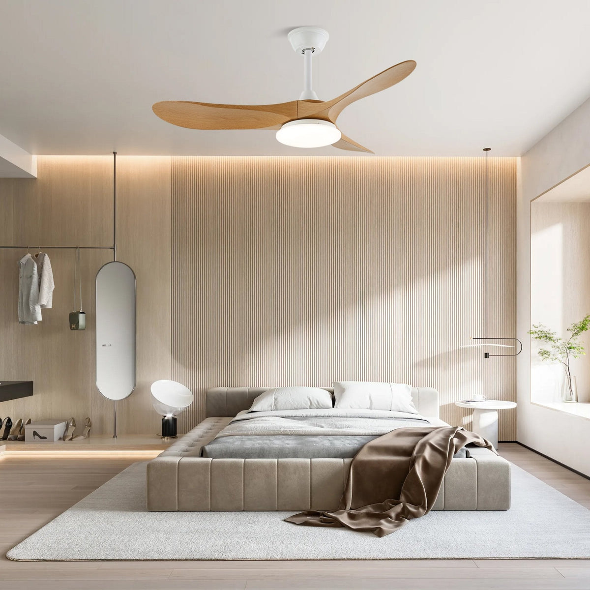 Virelo Ceiling Fan Light with LED – 42" & 52" Wood Grain Blades