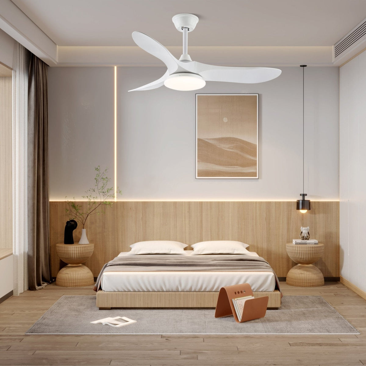 Virelo Ceiling Fan Light with LED – 42" & 52" Wood Grain Blades