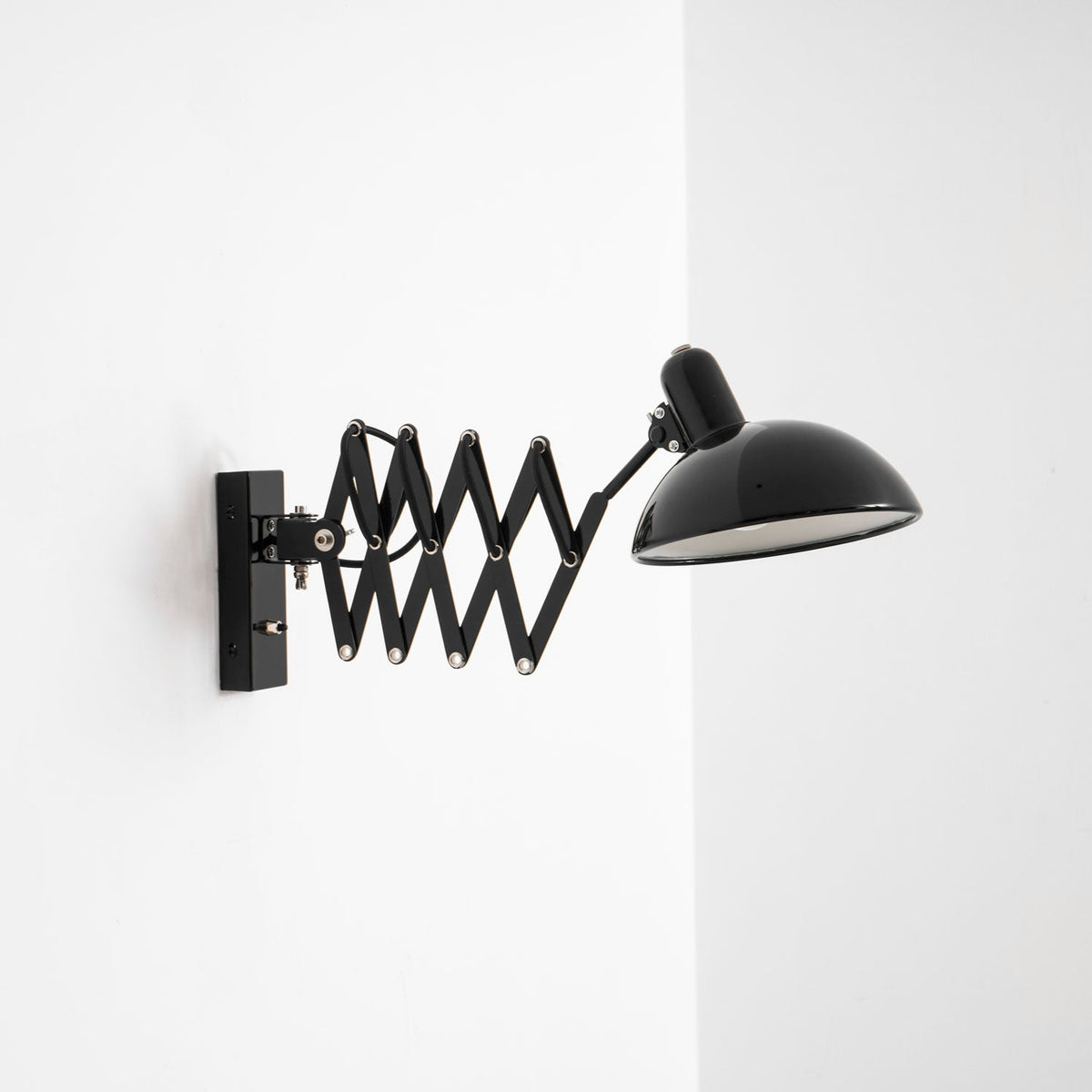 Maxon Adjustable Spring Wall Sconce in Glossy Black