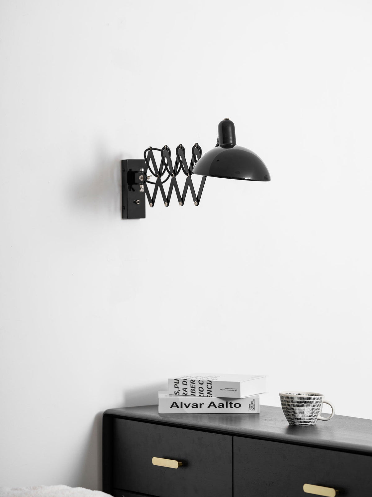 Maxon Adjustable Spring Wall Sconce in Glossy Black