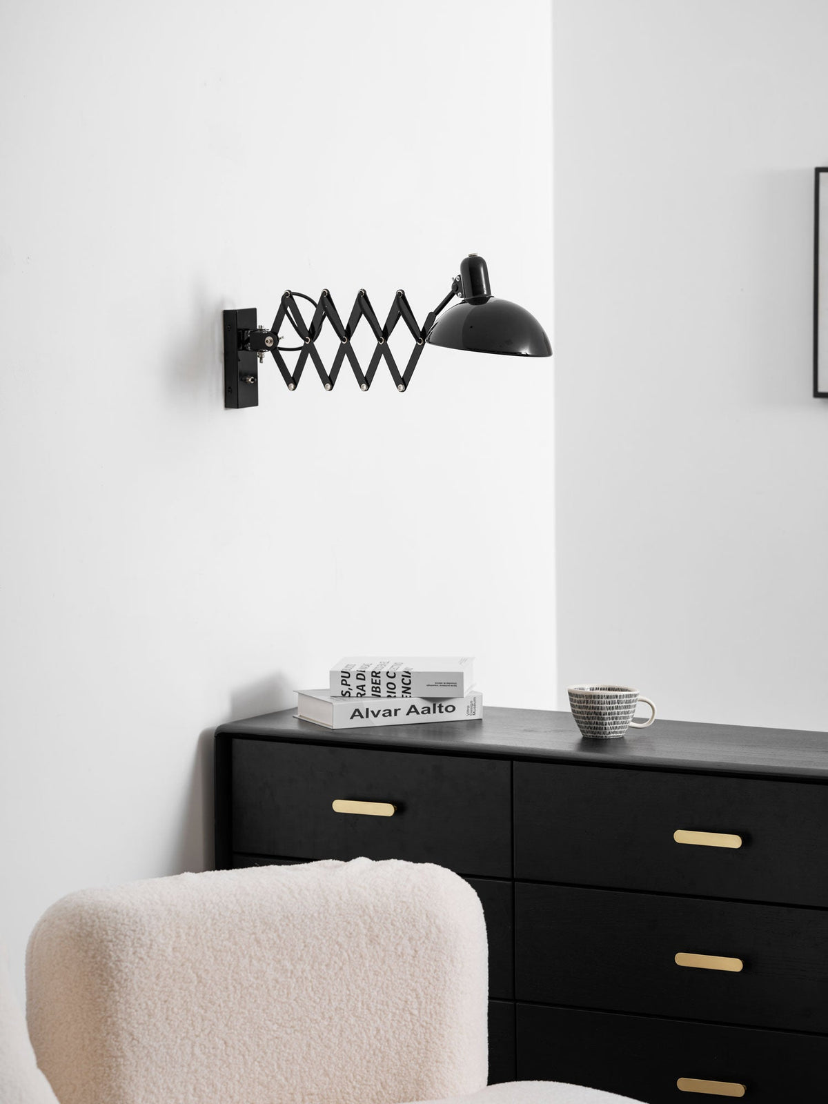Maxon Adjustable Spring Wall Sconce in Glossy Black