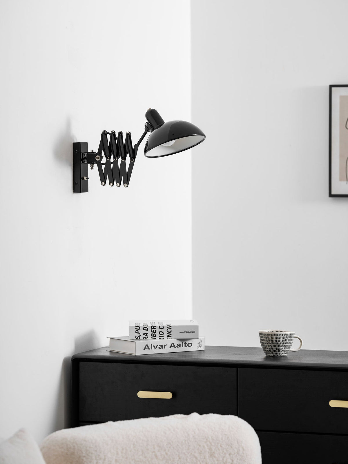 Maxon Adjustable Spring Wall Sconce in Glossy Black