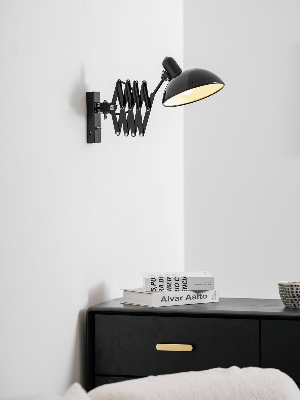 Maxon Adjustable Spring Wall Sconce in Glossy Black