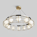 Modern Round Glass Chandelier with Chrome or Gold Finish for Living and Dining Rooms