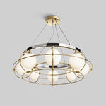 Modern Round Glass Chandelier with Chrome or Gold Finish for Living and Dining Rooms