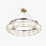 Modern Round Glass Chandelier with Chrome or Gold Finish for Living and Dining Rooms