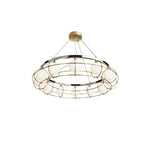 Modern Round Glass Chandelier with Chrome or Gold Finish for Living and Dining Rooms