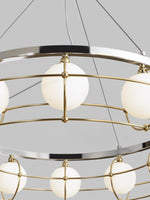 Modern Round Glass Chandelier with Chrome or Gold Finish for Living and Dining Rooms