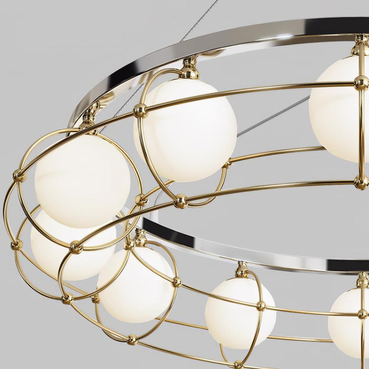 Modern Round Glass Chandelier with Chrome or Gold Finish for Living and Dining Rooms