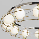 Modern Round Glass Chandelier with Chrome or Gold Finish for Living and Dining Rooms