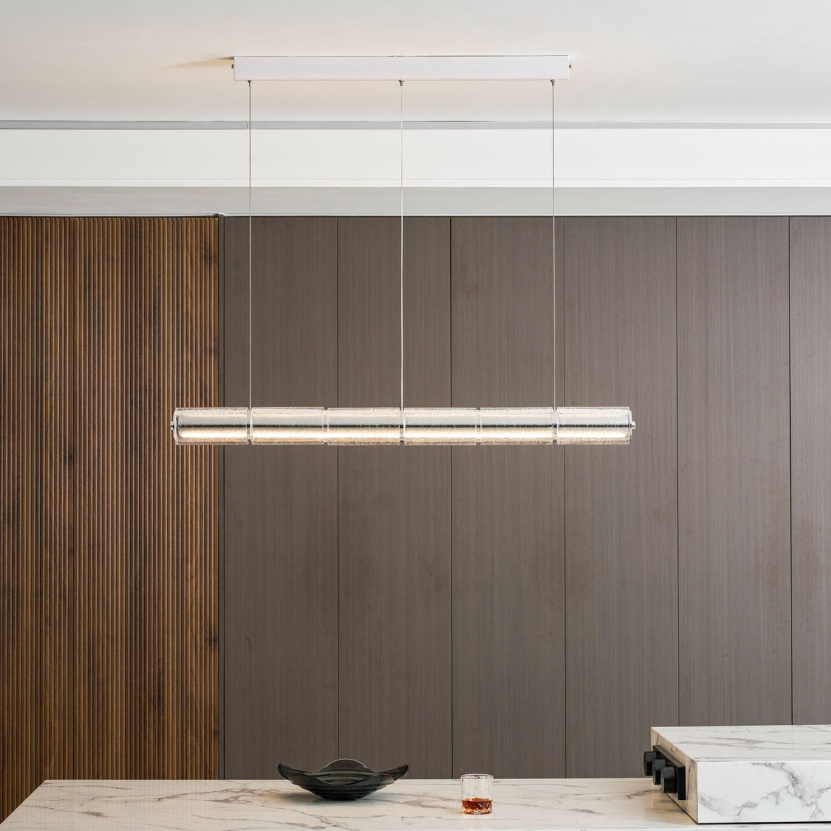 Mcdade Segmented Glass Linear Chandelier – Modern LED Pendant Light for Dining Room and Kitchen Island