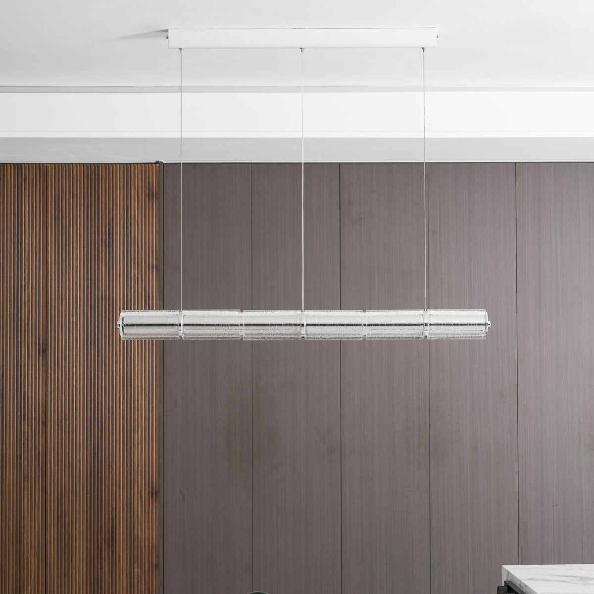 Mcdade Segmented Glass Linear Chandelier – Modern LED Pendant Light for Dining Room and Kitchen Island