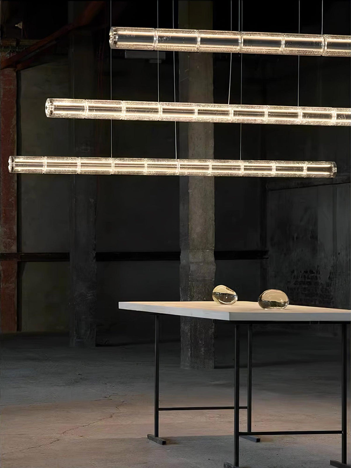 Mcdade Segmented Glass Linear Chandelier – Modern LED Pendant Light for Dining Room and Kitchen Island