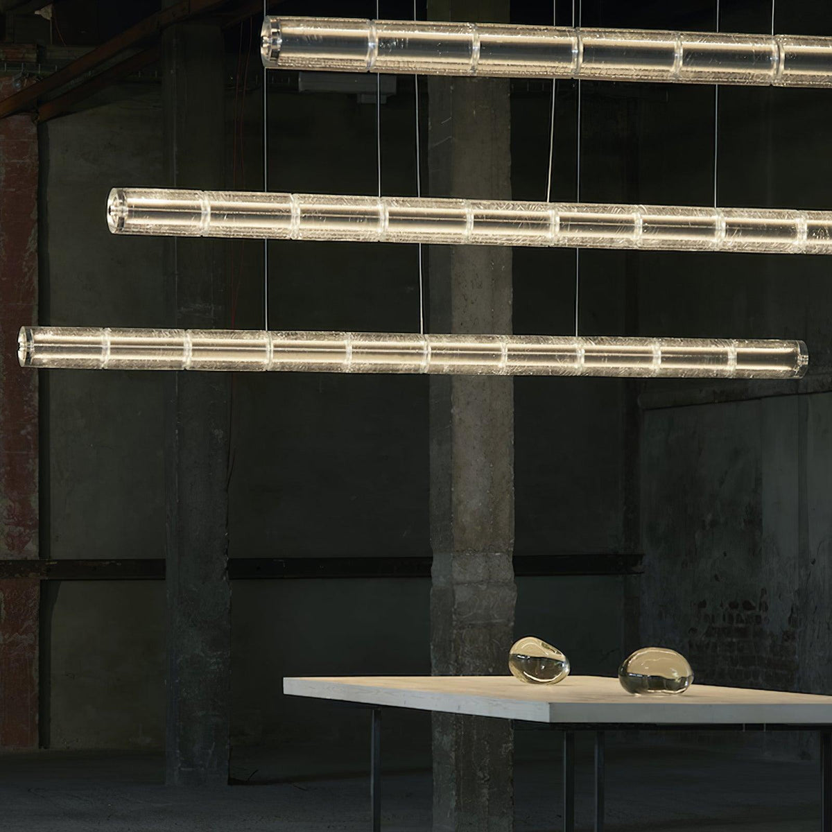 Mcdade Segmented Glass Linear Chandelier – Modern LED Pendant Light for Dining Room and Kitchen Island