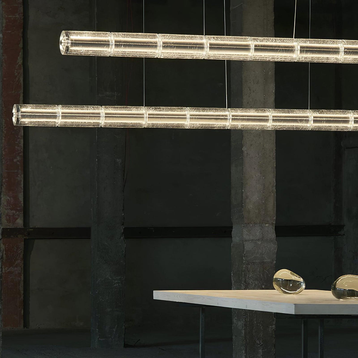 Mcdade Segmented Glass Linear Chandelier – Modern LED Pendant Light for Dining Room and Kitchen Island