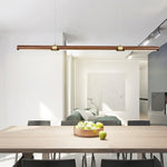 Meblo Linear LED Pendant Light in Gold or Walnut
