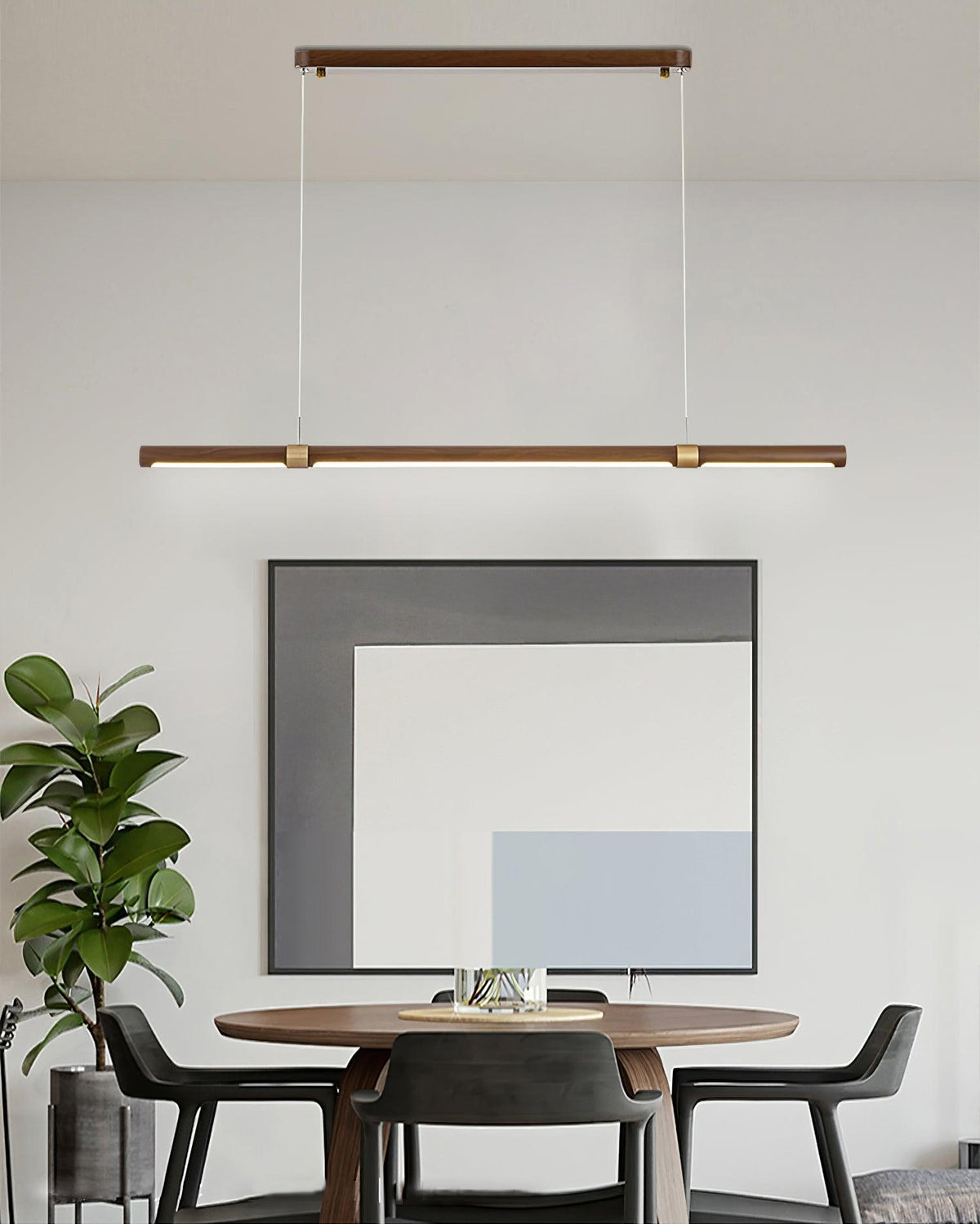Meblo Linear LED Pendant Light in Gold or Walnut