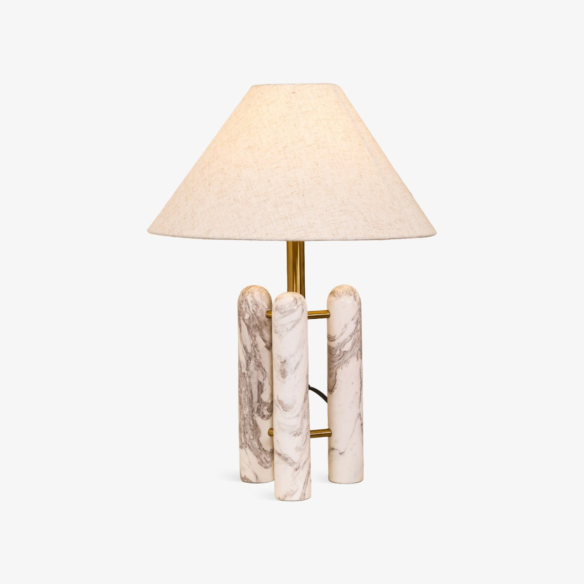 Lloyd Sculptural Marble Table Lamp with Silk Shade