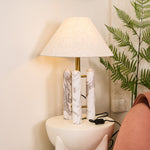 Lloyd Sculptural Marble Table Lamp with Silk Shade