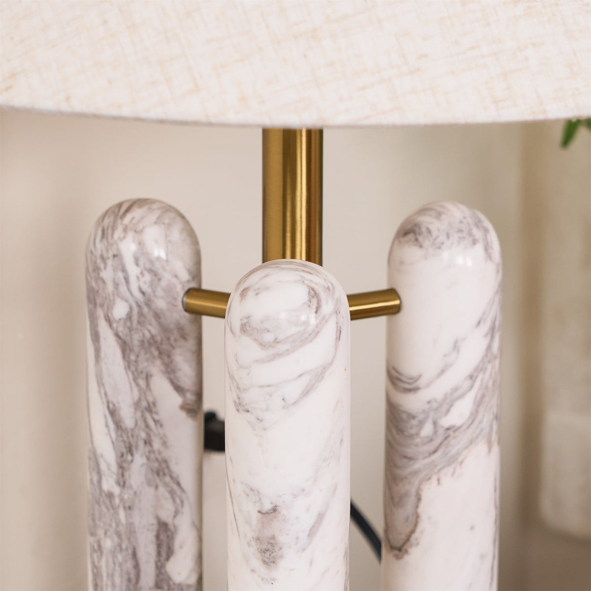 Lloyd Sculptural Marble Table Lamp with Silk Shade