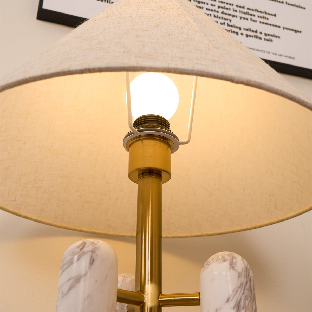 Lloyd Sculptural Marble Table Lamp with Silk Shade