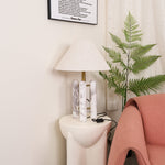 Lloyd Sculptural Marble Table Lamp with Silk Shade