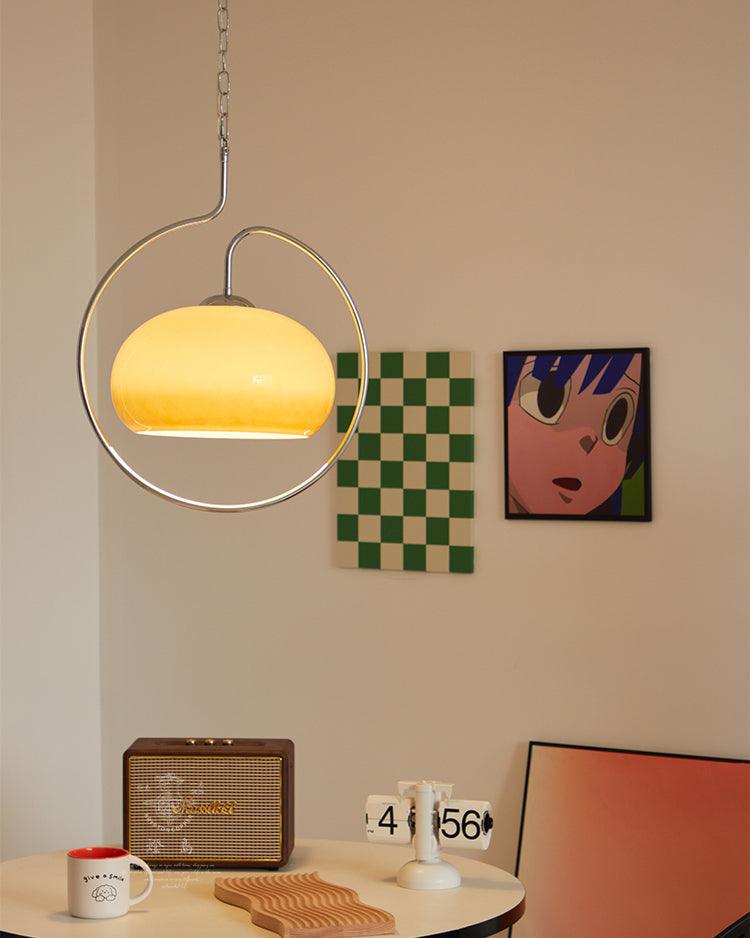 Medieval Swag Pendant Light in Chrome with Cream Glass Shade