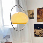 Medieval Swag Pendant Light in Chrome with Cream Glass Shade