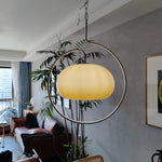 Medieval Swag Pendant Light in Chrome with Cream Glass Shade