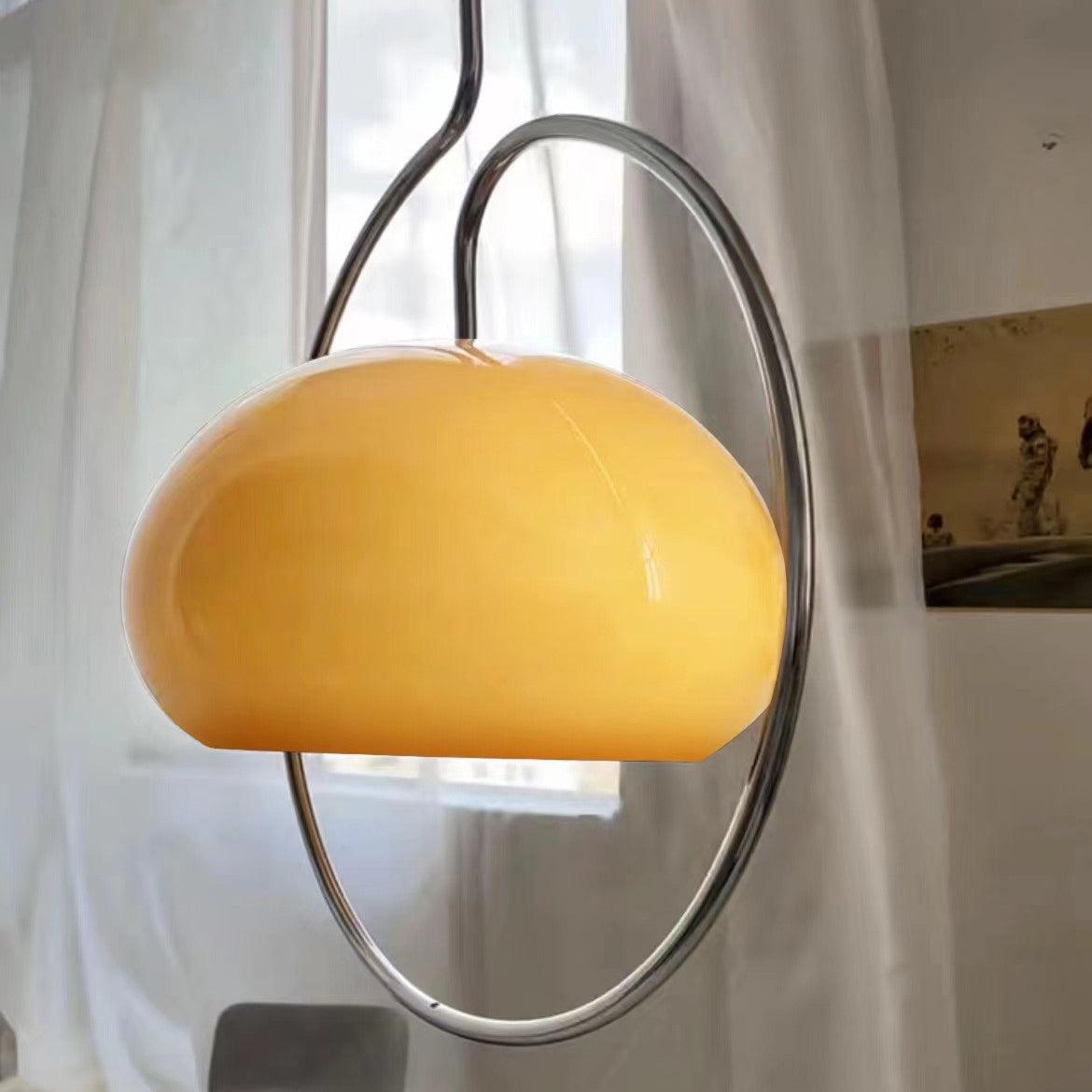 Medieval Swag Pendant Light in Chrome with Cream Glass Shade
