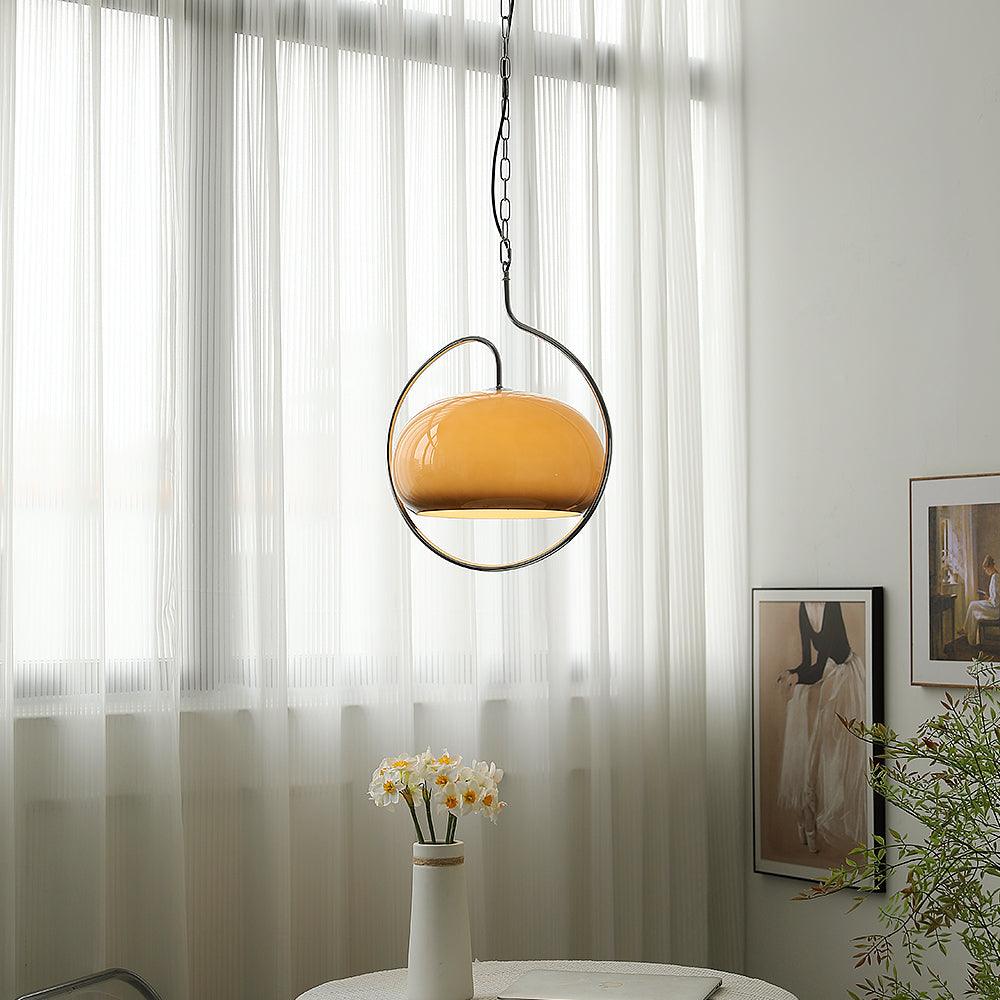 Medieval Swag Pendant Light in Chrome with Cream Glass Shade