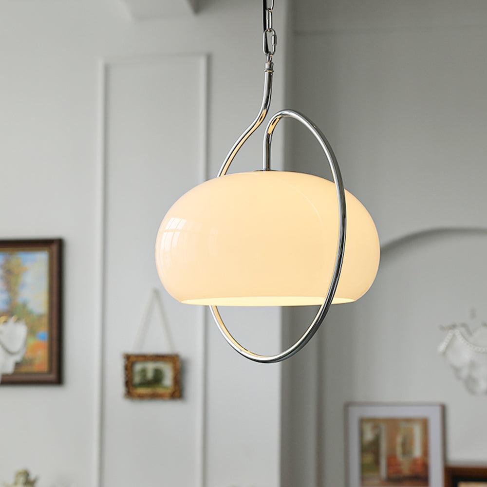 Medieval Swag Pendant Light in Chrome with Cream Glass Shade