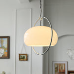 Medieval Swag Pendant Light in Chrome with Cream Glass Shade