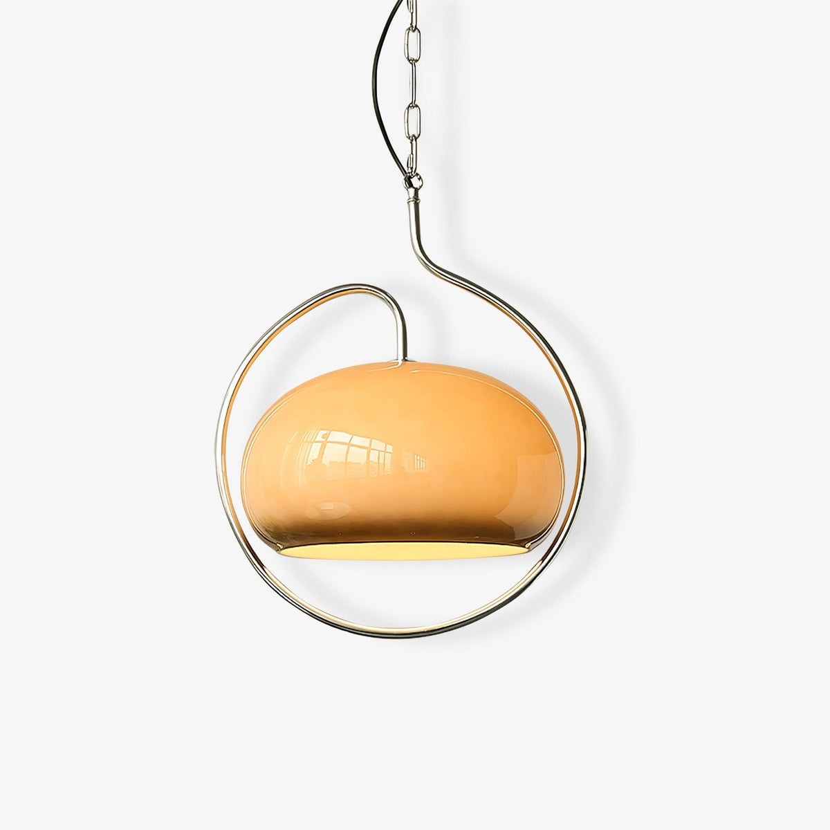 Medieval Swag Pendant Light in Chrome with Cream Glass Shade