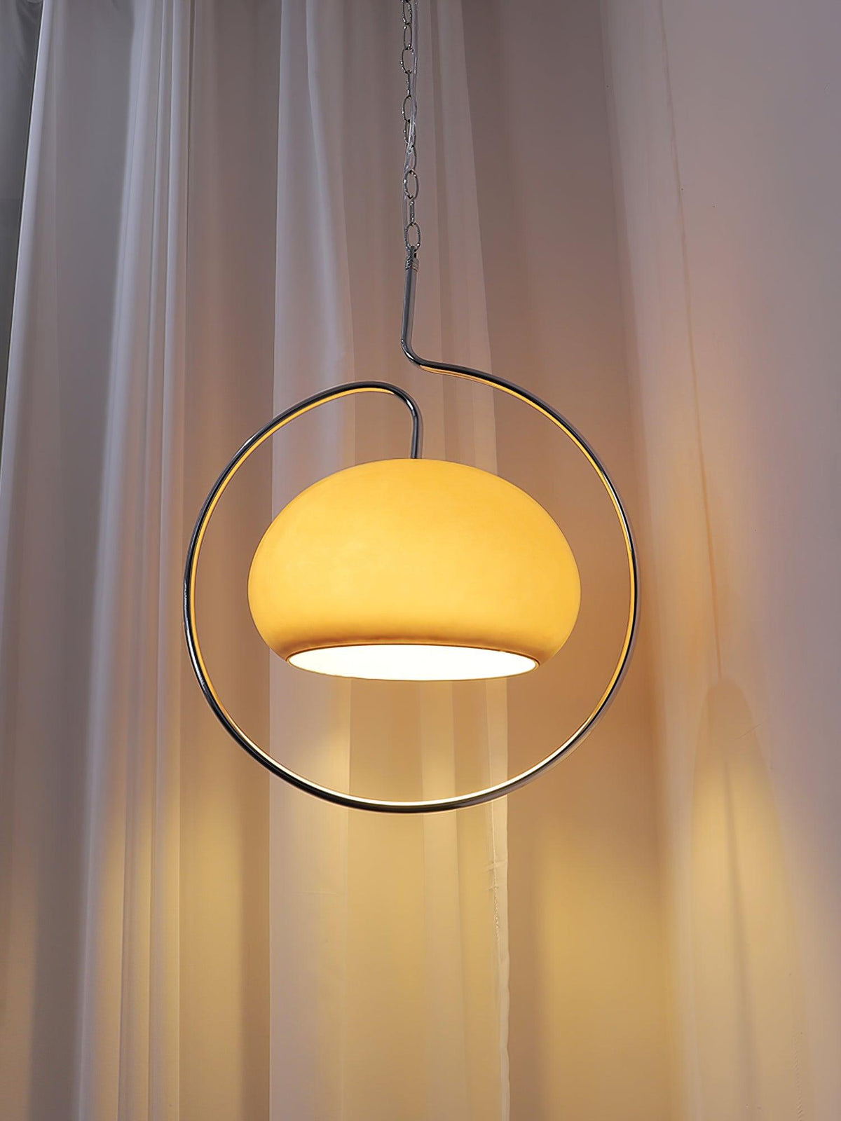 Medieval Swag Pendant Light in Chrome with Cream Glass Shade