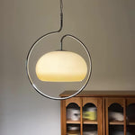 Medieval Swag Pendant Light in Chrome with Cream Glass Shade