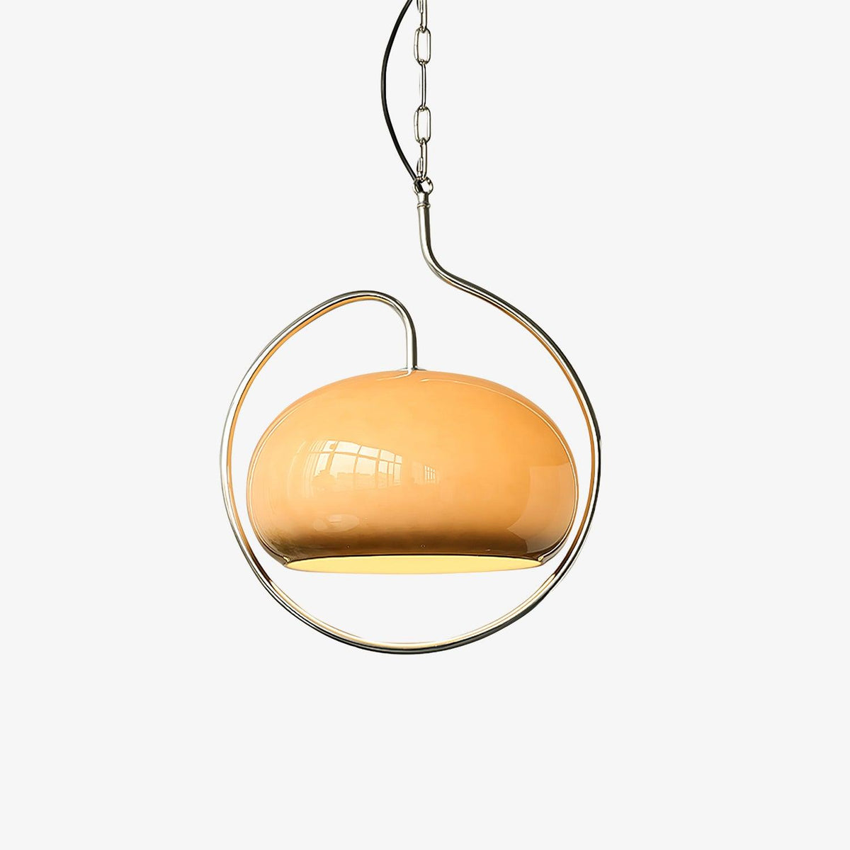 Medieval Swag Pendant Light in Chrome with Cream Glass Shade