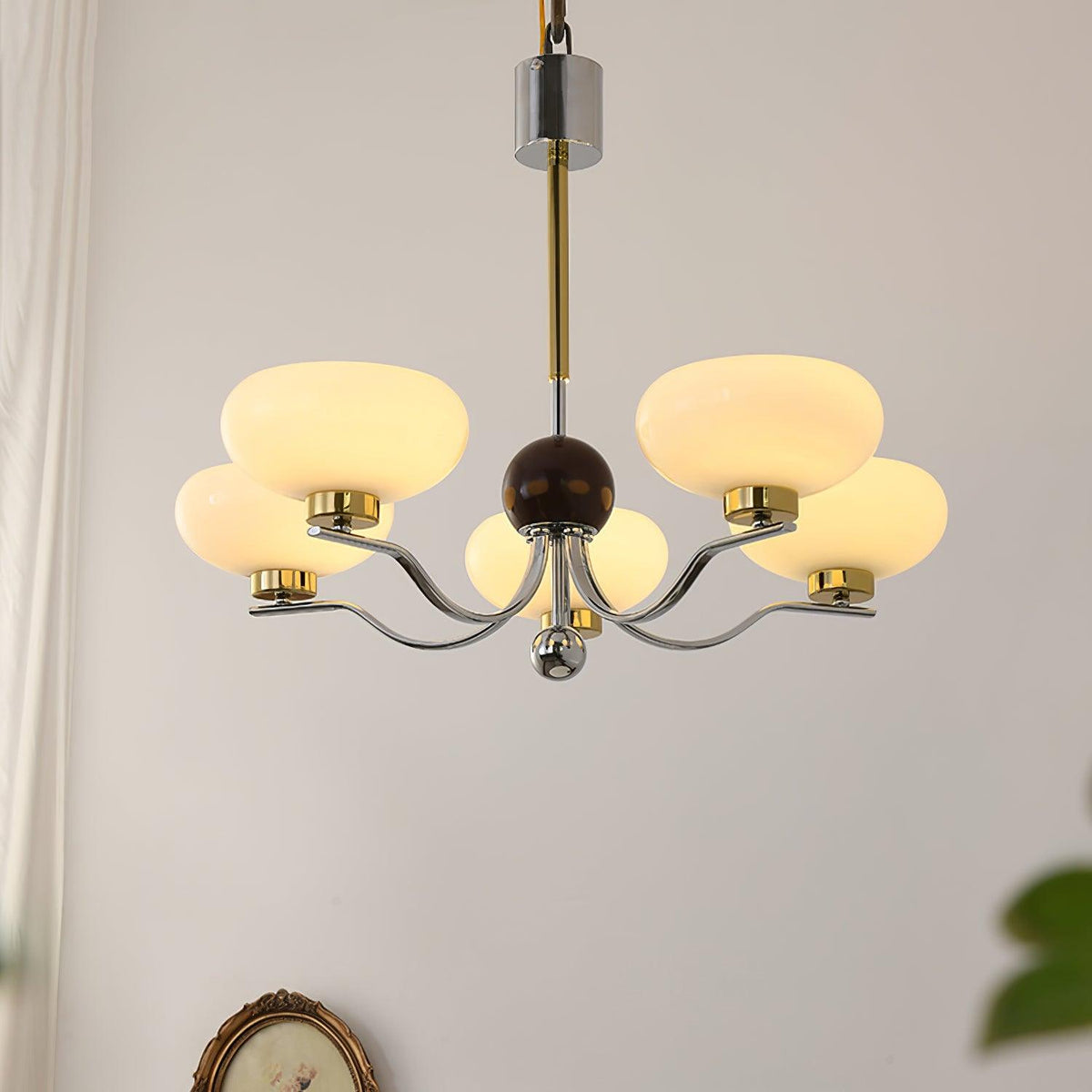 Gothic Glass Bowl Chandelier with Gold Accents for Modern Interiors