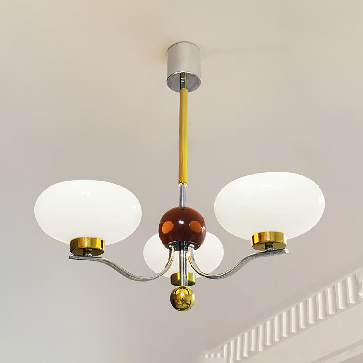 Gothic Glass Bowl Chandelier with Gold Accents for Modern Interiors