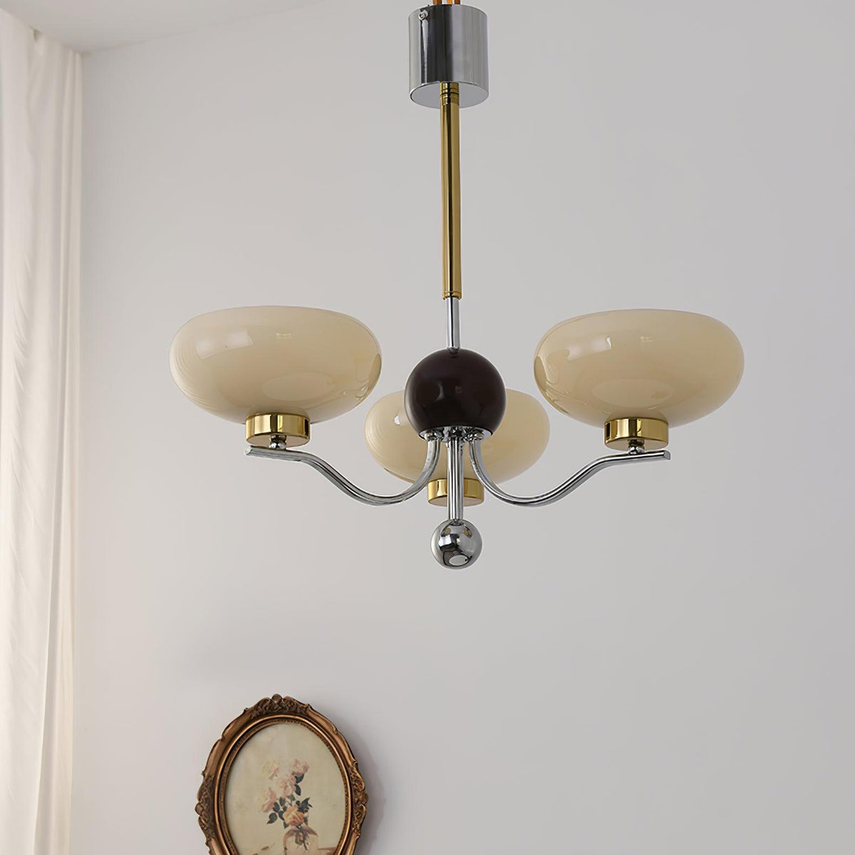 Gothic Glass Bowl Chandelier with Gold Accents for Modern Interiors
