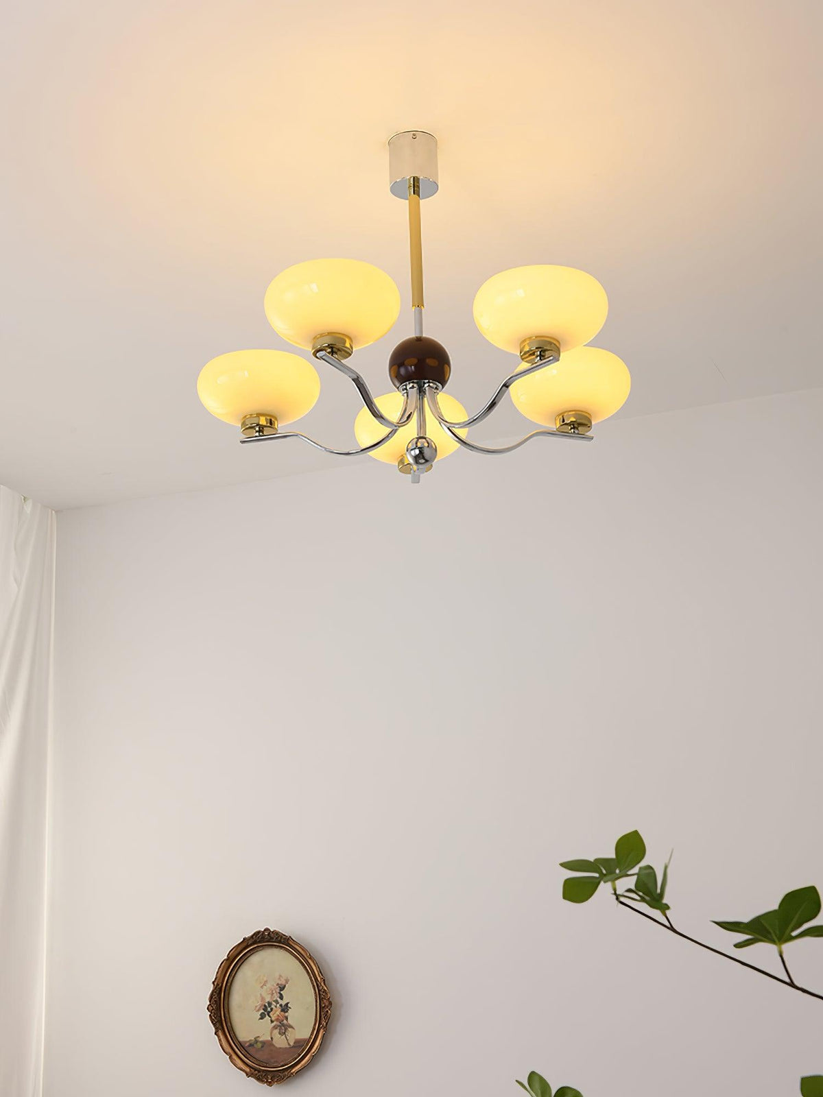 Gothic Glass Bowl Chandelier with Gold Accents for Modern Interiors