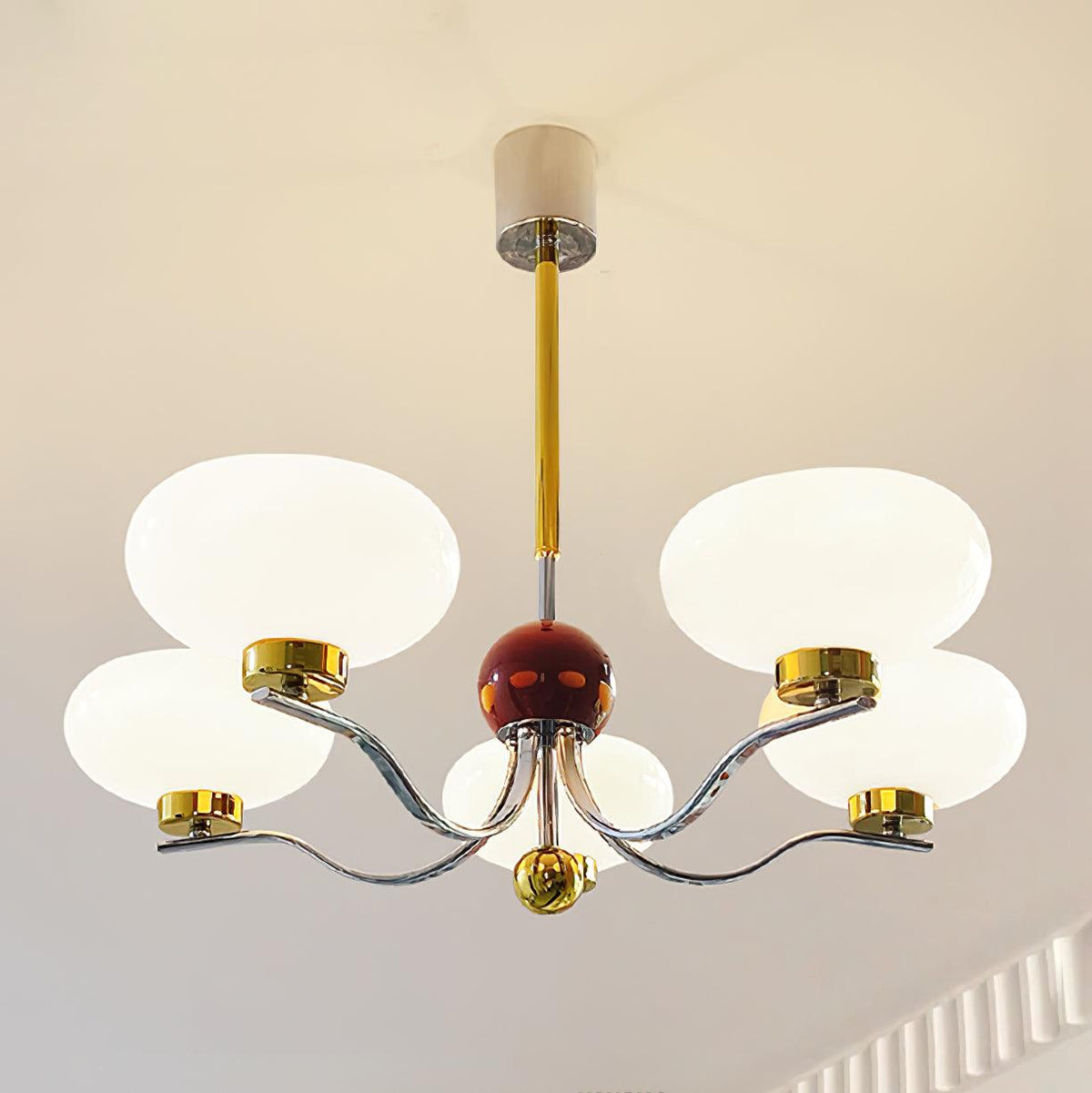 Gothic Glass Bowl Chandelier with Gold Accents for Modern Interiors
