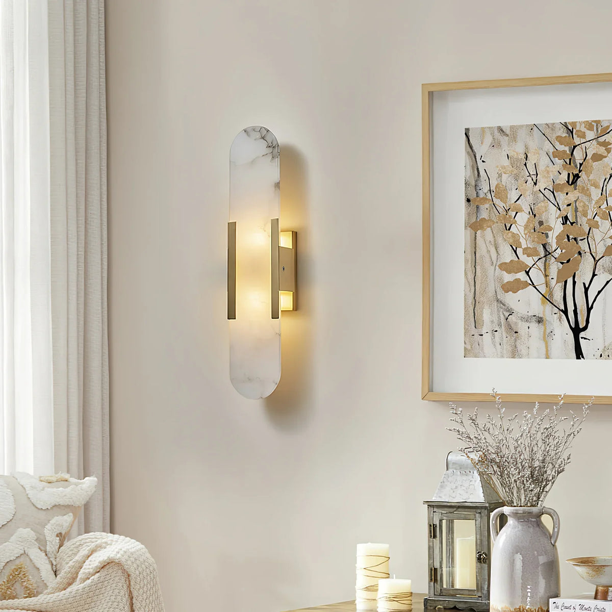 Melange Elongated Alabaster Sconce