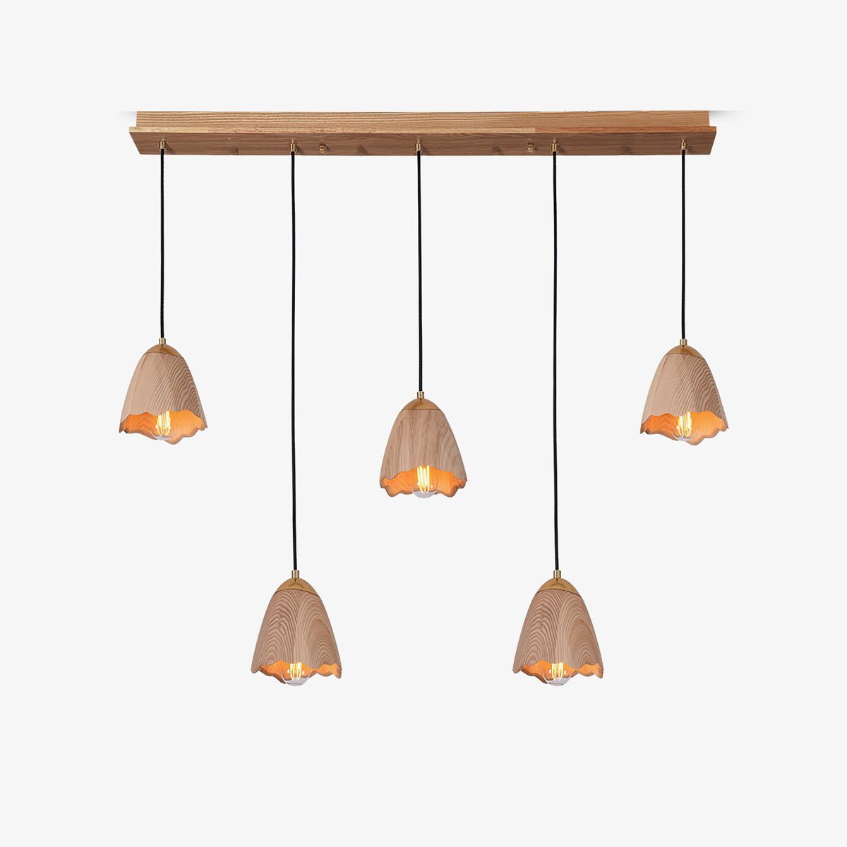 Melody Bell Wood Pendant Light – Modern Natural Chandelier for Dining and Living Spaces