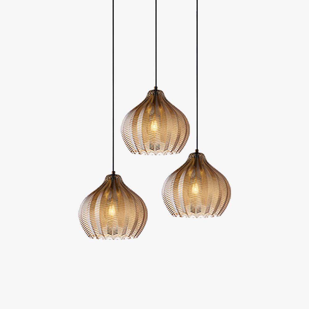 Melon Shaped Glass Pendant Light