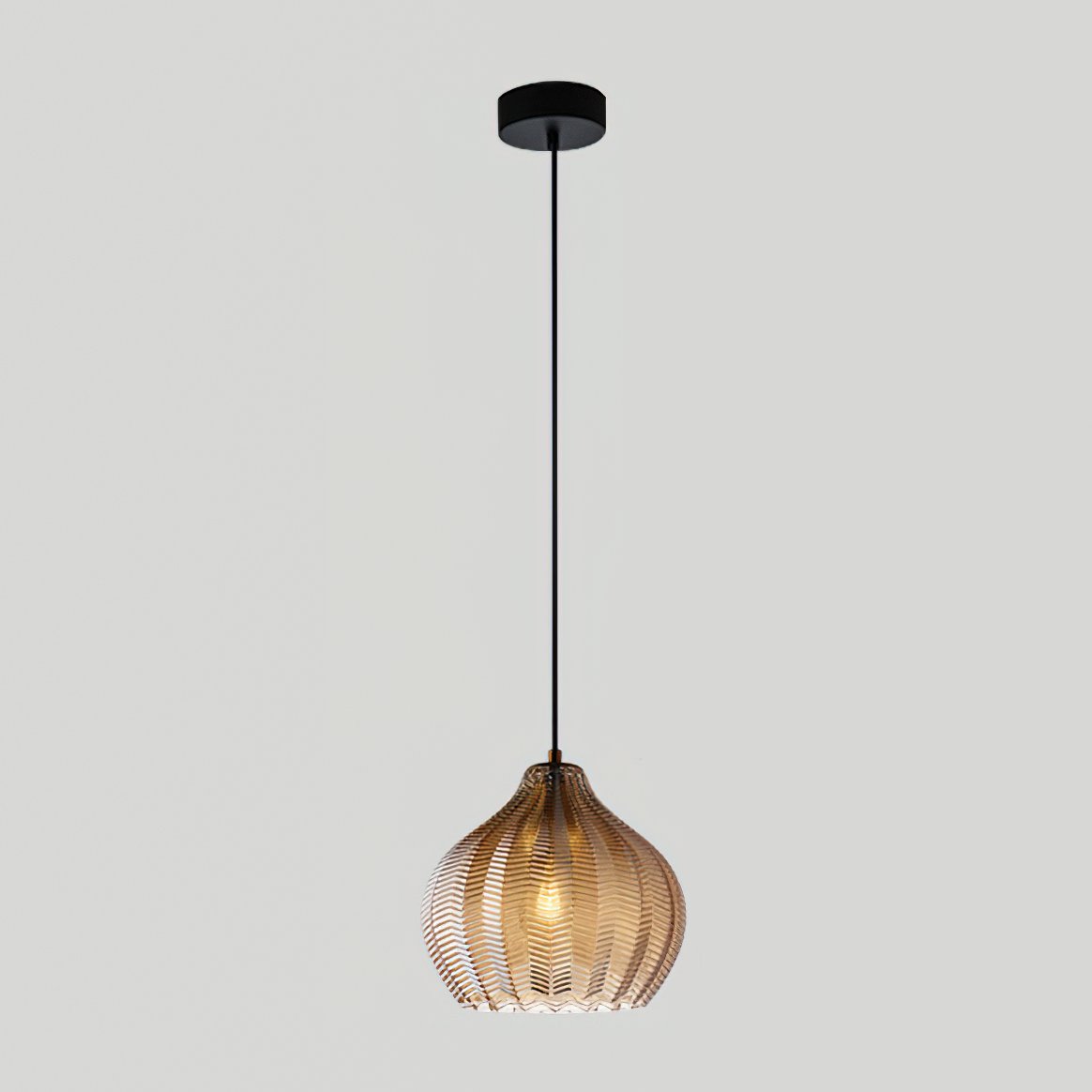Melon Shaped Glass Pendant Light