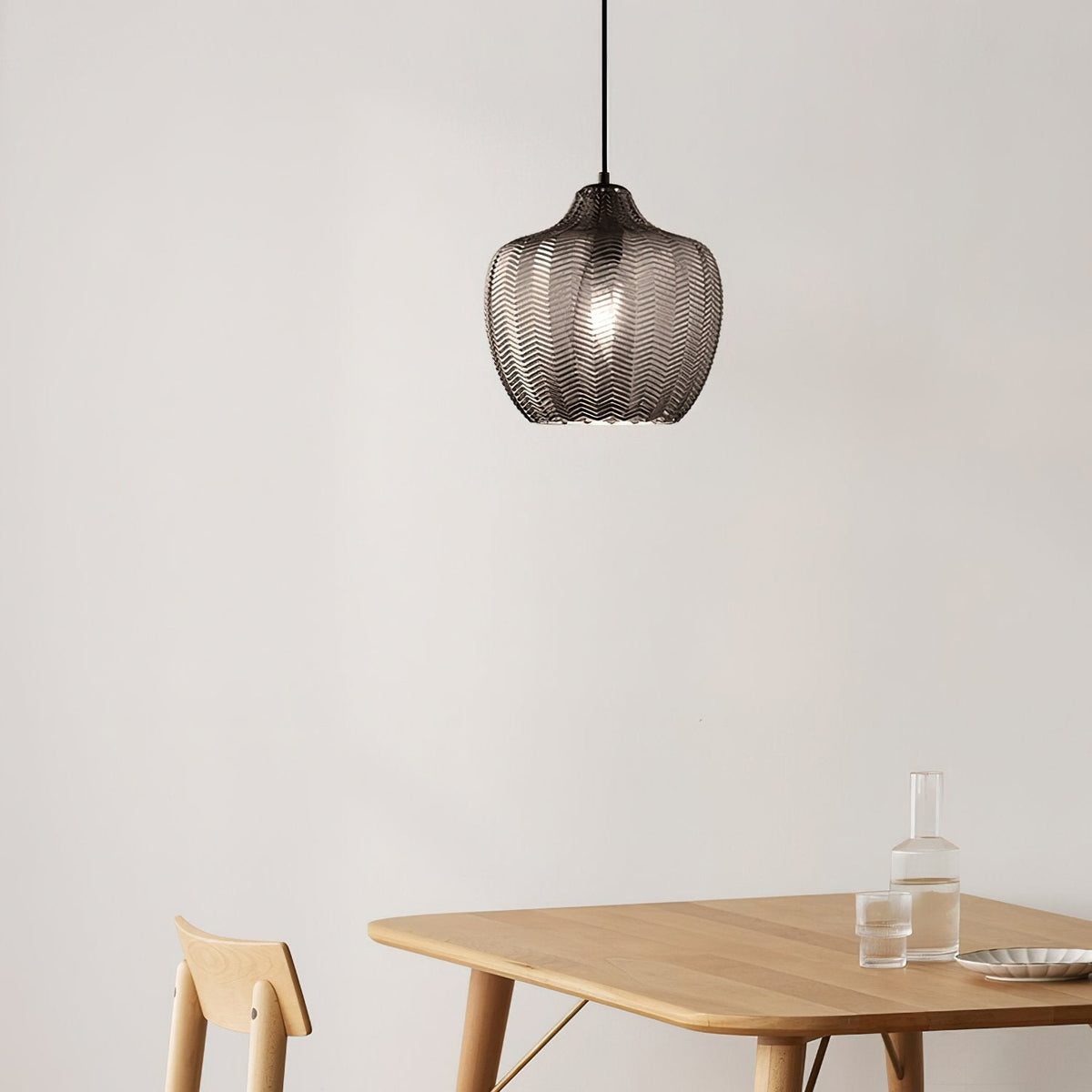 Melon Shaped Glass Pendant Light