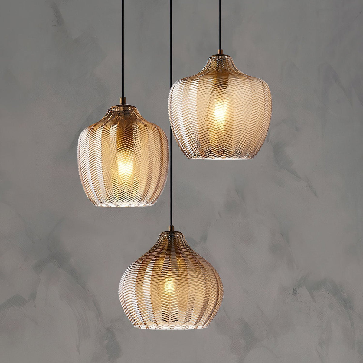 Melon Shaped Glass Pendant Light