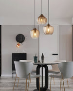 Melon Shaped Glass Pendant Light