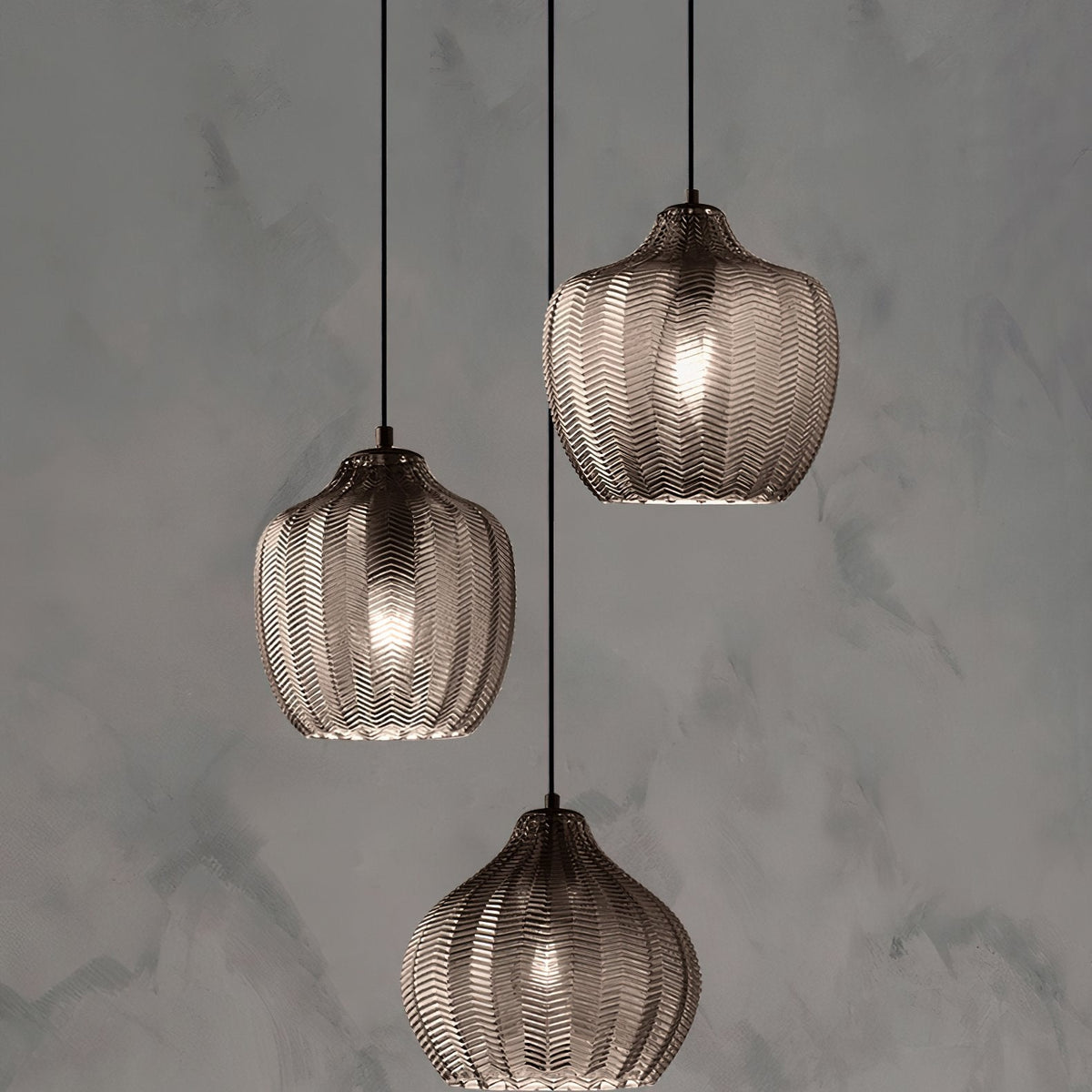 Melon Shaped Glass Pendant Light